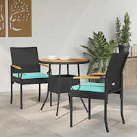 vidaXL Trädgårdsstolar 2 pcs Svart och turkos Poly Rattan och Akacia