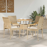 vidaXL Trädgårdsstolar 4 pcs Beige och krämvit Poly Rattan och Akacia