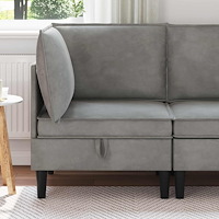 vidaXL Soffa med förvaring Ljusgrå Sammet