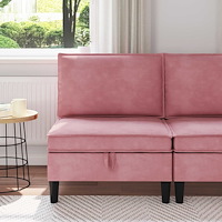vidaXL Mellansofta med förvaring Rosa Sammet