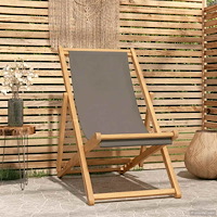 vidaXL Strandstol Taupe Massivt teakträ