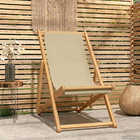 vidaXL Strandstol Beige Massivt teakträ
