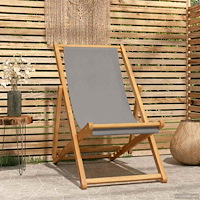 vidaXL Strandstol Ljusgrå Massivt teakträ