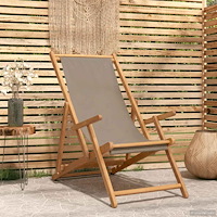 vidaXL Strandstol Taupe Massivt teakträ