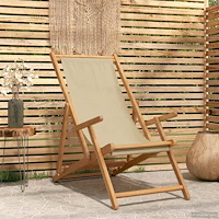 vidaXL Strandstol Beige Massivt teakträ