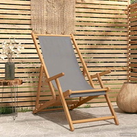 vidaXL Strandstol Ljusgrå Massivt teakträ