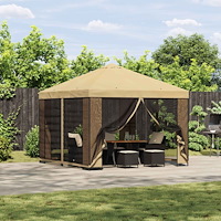 vidaXL Paviljong 3 x 3 m Gräddvit Polyester och Stål 190 gsm