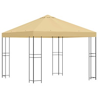 vidaXL Paviljong 3 x 3 m Gräddvit Polyester och Stål 190 gsm