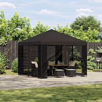 vidaXL Paviljong 3 x 3 m Antracit Polyester och Stål 190 gsm