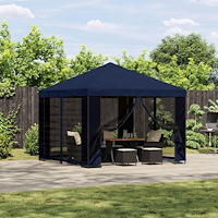 vidaXL Paviljong 3 x 3 m Blå Polyester och Stål 190 gsm