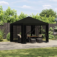 vidaXL Paviljong 3 x 3 m Svart Polyester och Stål 190 gsm