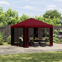 vidaXL Paviljong 3 x 3 m Vinröd Polyester och Stål 190 gsm