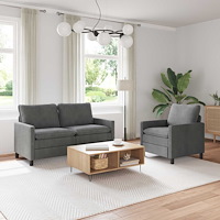vidaXL Soffset 2 pcs Ljusgrå Polyester