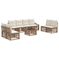 vidaXL Trädgårdsoffset 9 pcs Beige konstrotting