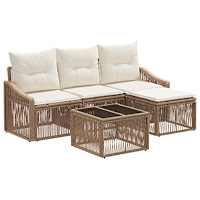 vidaXL Trädgårdsoffset 5 pcs Beige konstrotting