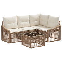 vidaXL Trädgårdsoffset 5 pcs Beige konstrotting