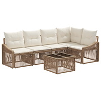 vidaXL Trädgårdsoffset 6 pcs Beige konstrotting