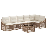 vidaXL Trädgårdsoffset 7 pcs Beige konstrotting