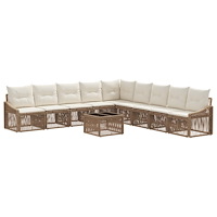 vidaXL Trädgårdsoffset 10 pcs Beige konstrotting