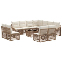 vidaXL Trädgårdsoffset 12 pcs Beige konstrotting