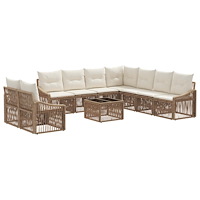 vidaXL Trädgårdsoffset 10 pcs Beige konstrotting