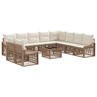 vidaXL Trädgårdsoffset 11 pcs Beige konstrotting