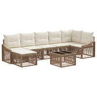 vidaXL Trädgårdsoffset 8 pcs Beige konstrotting