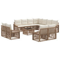 vidaXL Trädgårdsoffset 12 pcs Beige konstrotting