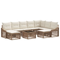 vidaXL Trädgårdsoffset 10 pcs Beige konstrotting