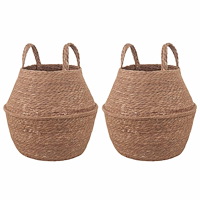 vidaXL Kruka med handtag 2 pcs Naturlig Ø 22 x 20 cm 100% Sjögräs