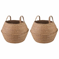 vidaXL Kruka med handtag 2 pcs Naturlig Ø 32 x 32 cm 100% Sjögräs