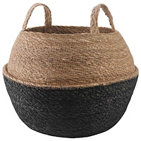 vidaXL Kruka med handtag Svart Ø 45 x 36 cm 100% Sjögräs