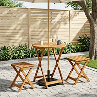 vidaXL Hopfällbart trädgårdsbord Naturlig Ø60 x 75 cm