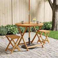 vidaXL Hopfällbart trädgårdsbord Naturlig Ø90 x 75 cm