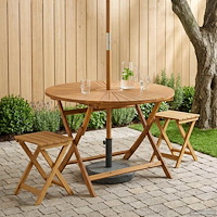 vidaXL Hopfällbart trädgårdsbord Naturlig Ø110 x 75 cm