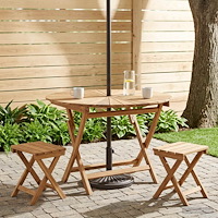 vidaXL Hopfällbart trädgårdsbord Naturlig Ø 110 x 75 cm