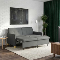 vidaXL Pull Out Sofa Bed Mörkgrå Tyg