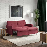 vidaXL Pull Out Sofa Bed Vinröd Tyg