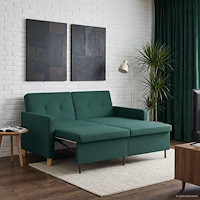 vidaXL Pull Out Sofa Bed Mörkgrön Tyg