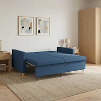 vidaXL Pull Out Sofa Bed Blå Tyg