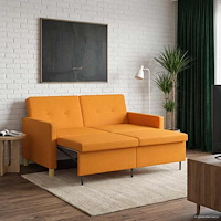 vidaXL Pull Out Sofa Bed Mörkgul Tyg