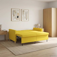 vidaXL Pull Out Sofa Bed Ljusgul Tyg