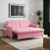 vidaXL Pull Out Sofa Bed Rosa Tyg