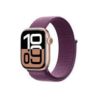 Apple Apple Watch Series 10 (GPS) - guldrosa aluminium - smart klocka med sportögla - plommonfärgat - 64 GB
