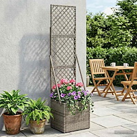vidaXL Trädgårdsplanterare med trellis Grå 35 x 30 x 135 cm