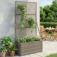 vidaXL Trädgårdsplanterare med trellis Grå 70 x 30 x 135 cm