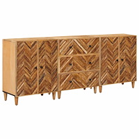 vidaXL Förvaringsskåp 3 pcs Brun 60 x 33,5 x 75 cm Massivt mangoträ