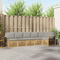 vidaXL Utomhussoffset 6 pcs Vit och ljusgrå 306 x 128,5 x 73 cm