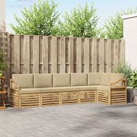vidaXL Utomhussoffset 6 pcs Vit och Beige 304 x 126,5 x 73 cm
