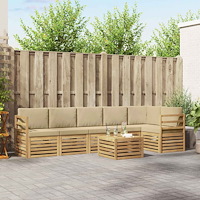 vidaXL Utomhussoffset 7 pcs Vit och Beige 59 x 59 x 37 cm Polyester